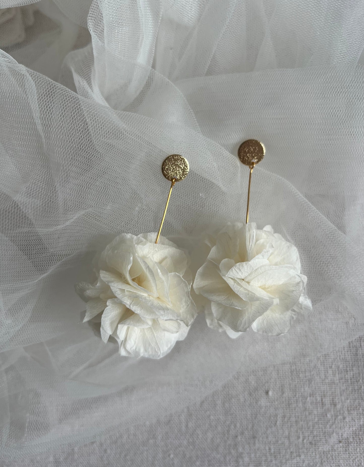 Ivory Floral earrings | Bridal Earrings Hydrangea Earrings | Gold Plated Jewellery