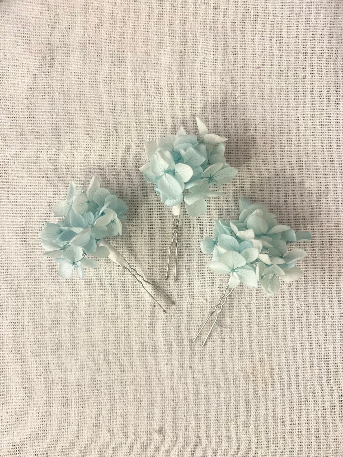 Aqua Blue Hydrangea Hair Pins for Wedding, Bridal Hair Accessories for Beach wedding, Set of 3