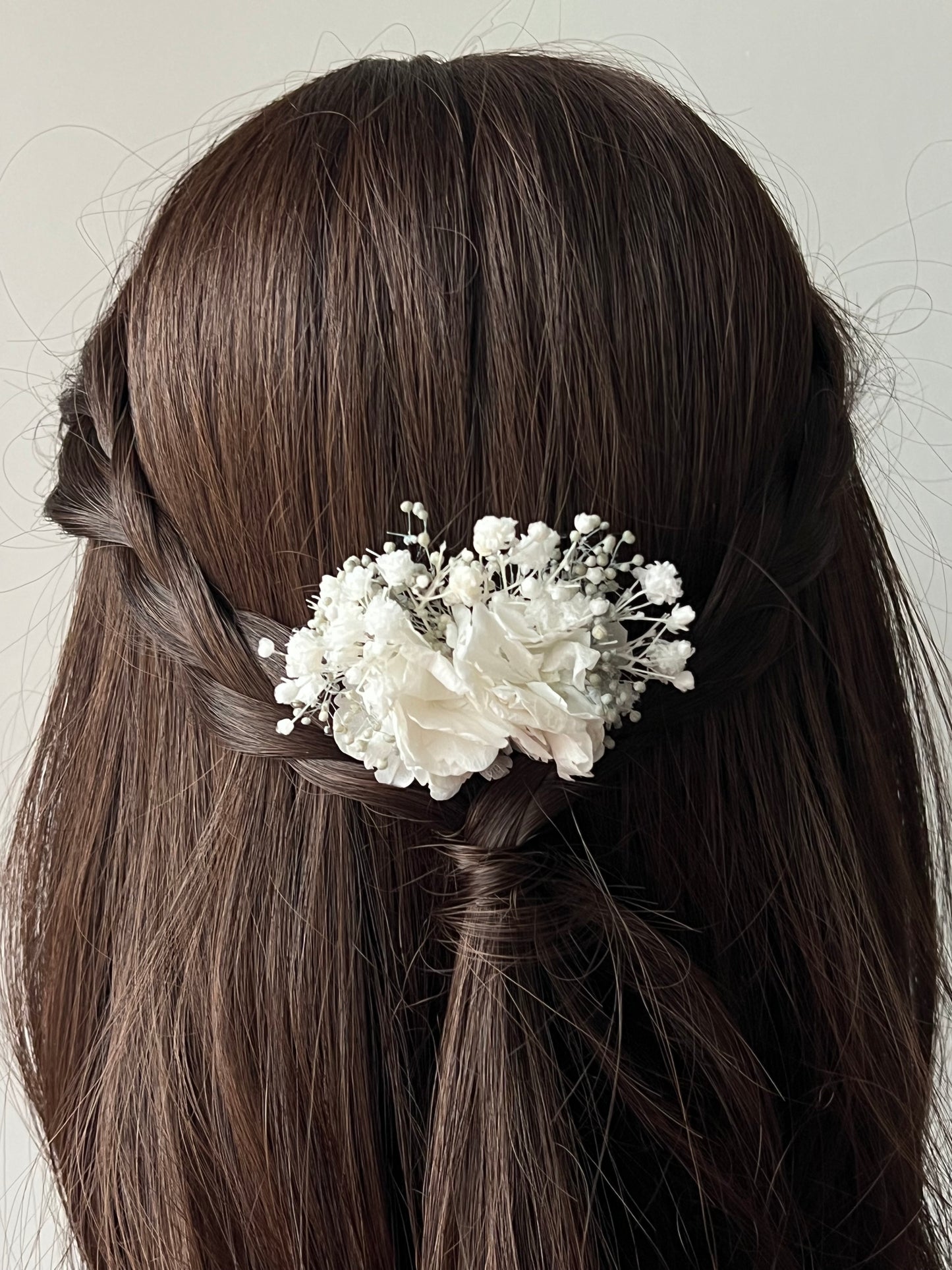 Preserved Gypsophila Headband White and Pale Blue Tiny Flower Crown and Wedding Flowers Set with Boutonniere, Babys Breath Hair Pins