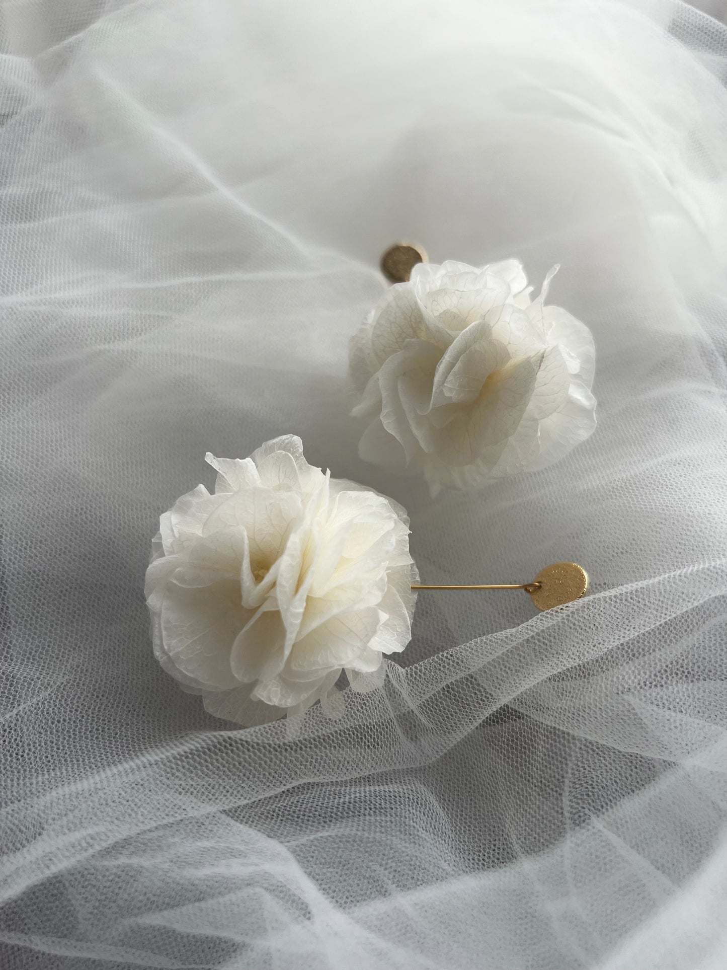 Ivory Floral earrings | Bridal Earrings Hydrangea Earrings | Gold Plated Jewellery