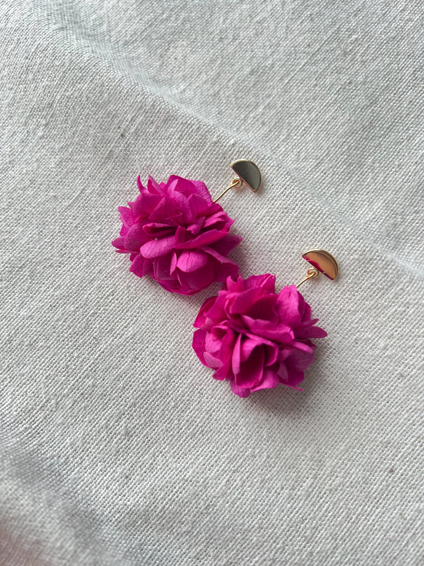 Fuchsia Pink Floral Earrings 14KGold Plated