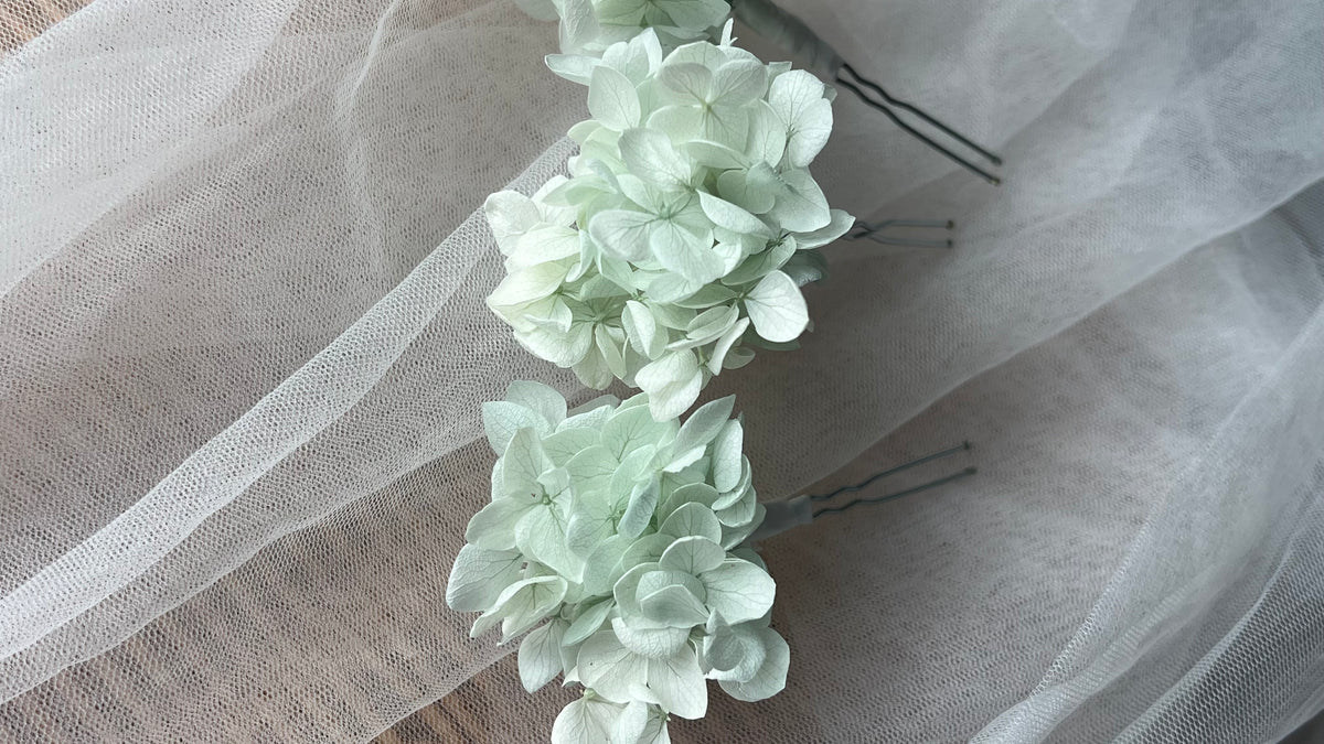 Aqua Blue Hydrangea Hair Pins for Wedding, Bridal Hair Accessories for Beach wedding, Set of 3