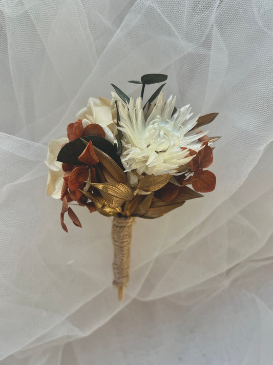 Orange and Ivory Autumnal Floral Corsage/ Buttonhole