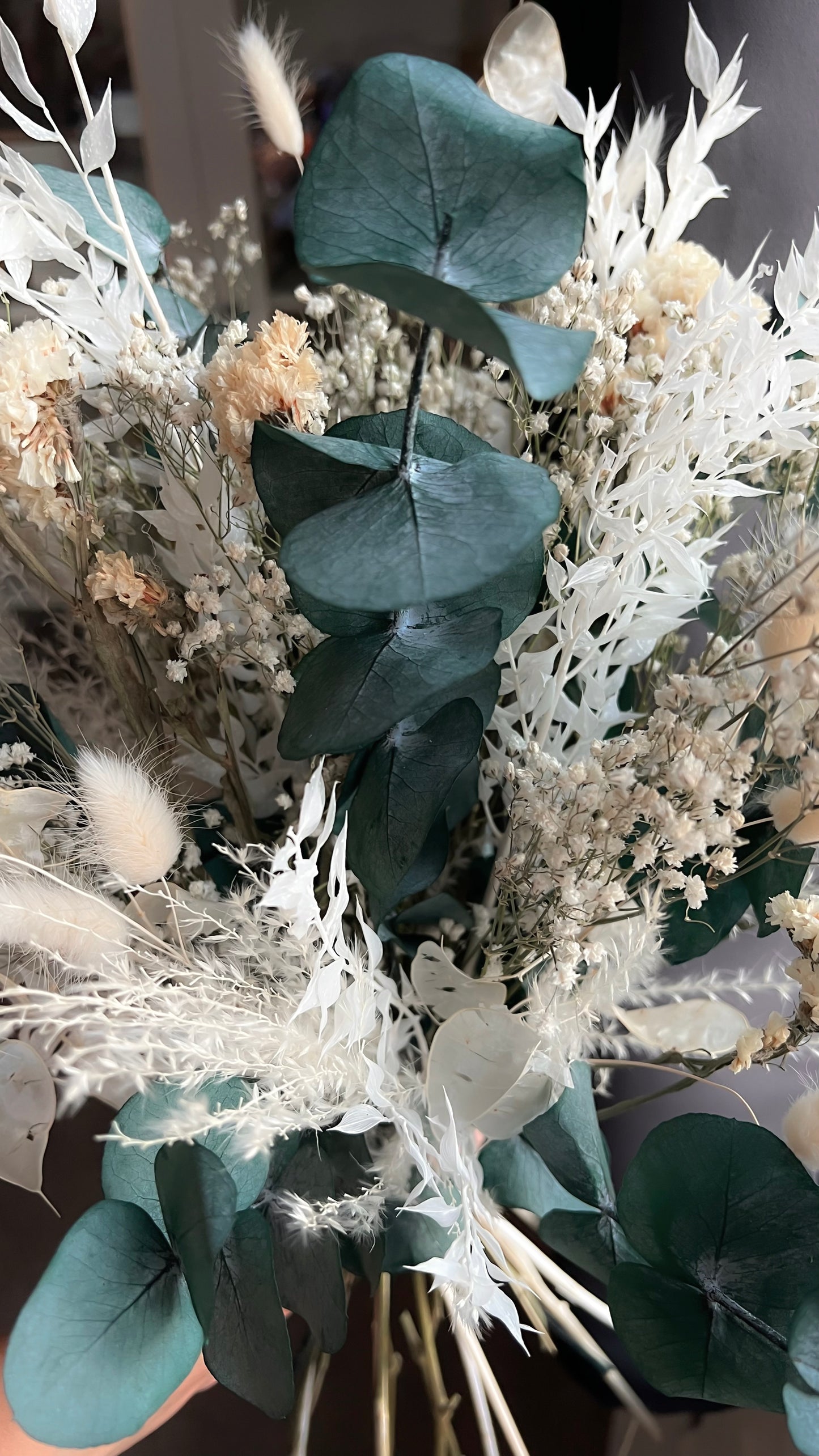 Bohemian Bridal Bouquet Dried Wildflowers, Gypsophilas and Eucalyptus
