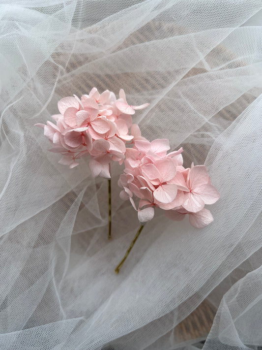 Blush Pink Hydrangea Hair Pins