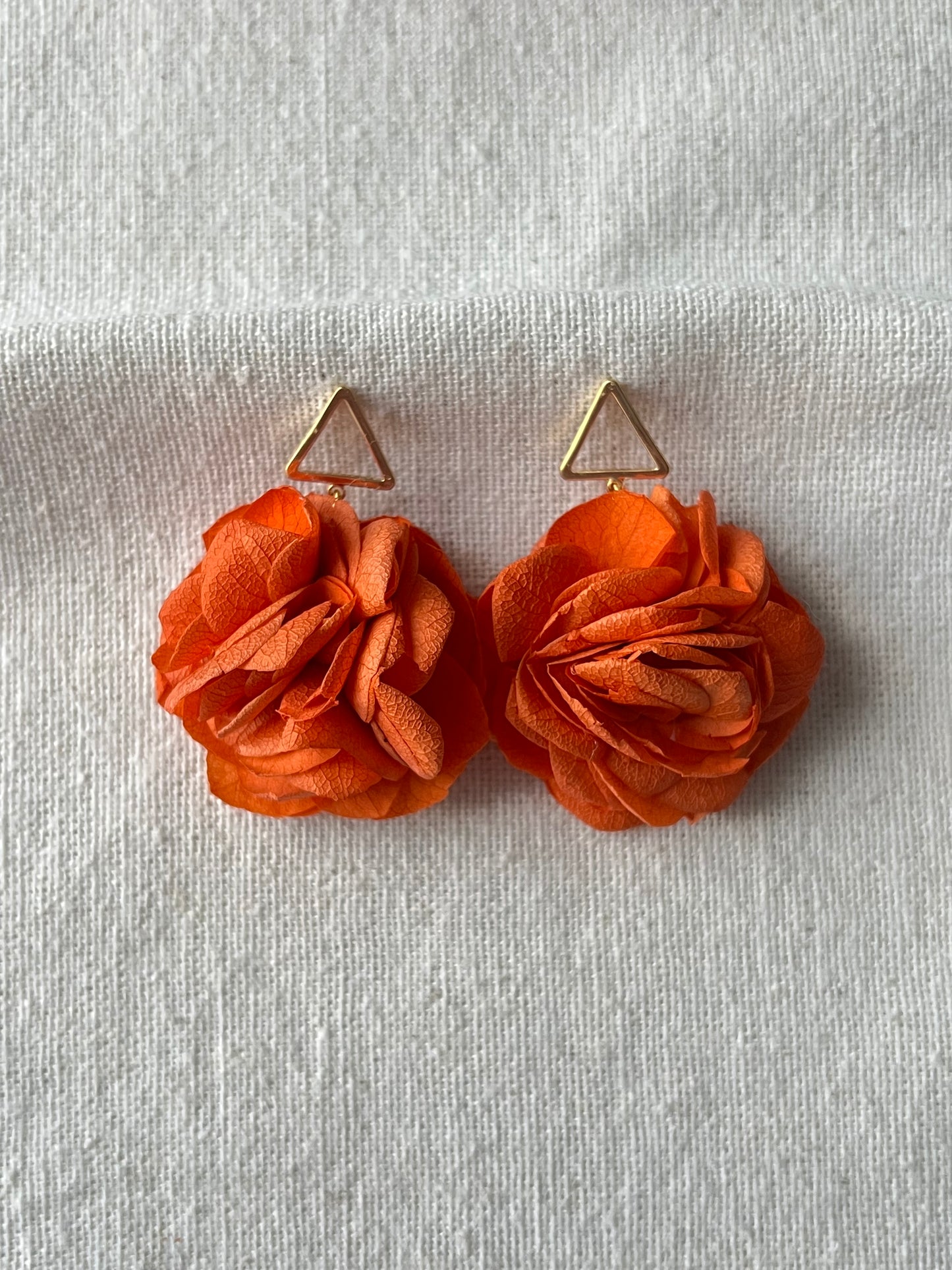 Handmade Orange Hydrangea Earrings with 14K Gold Plated Jewellery