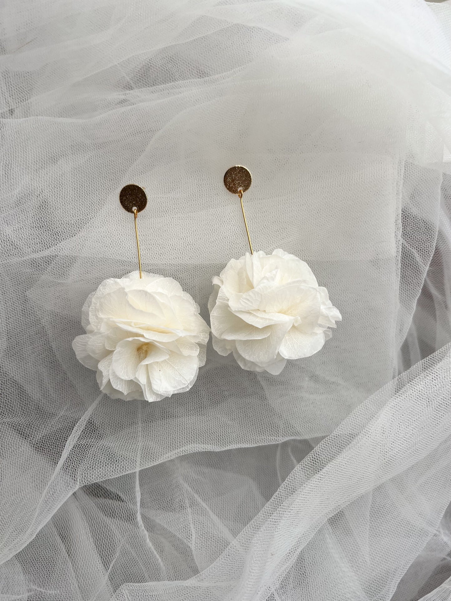 Ivory Floral earrings | Bridal Earrings Hydrangea Earrings | Gold Plated Jewellery