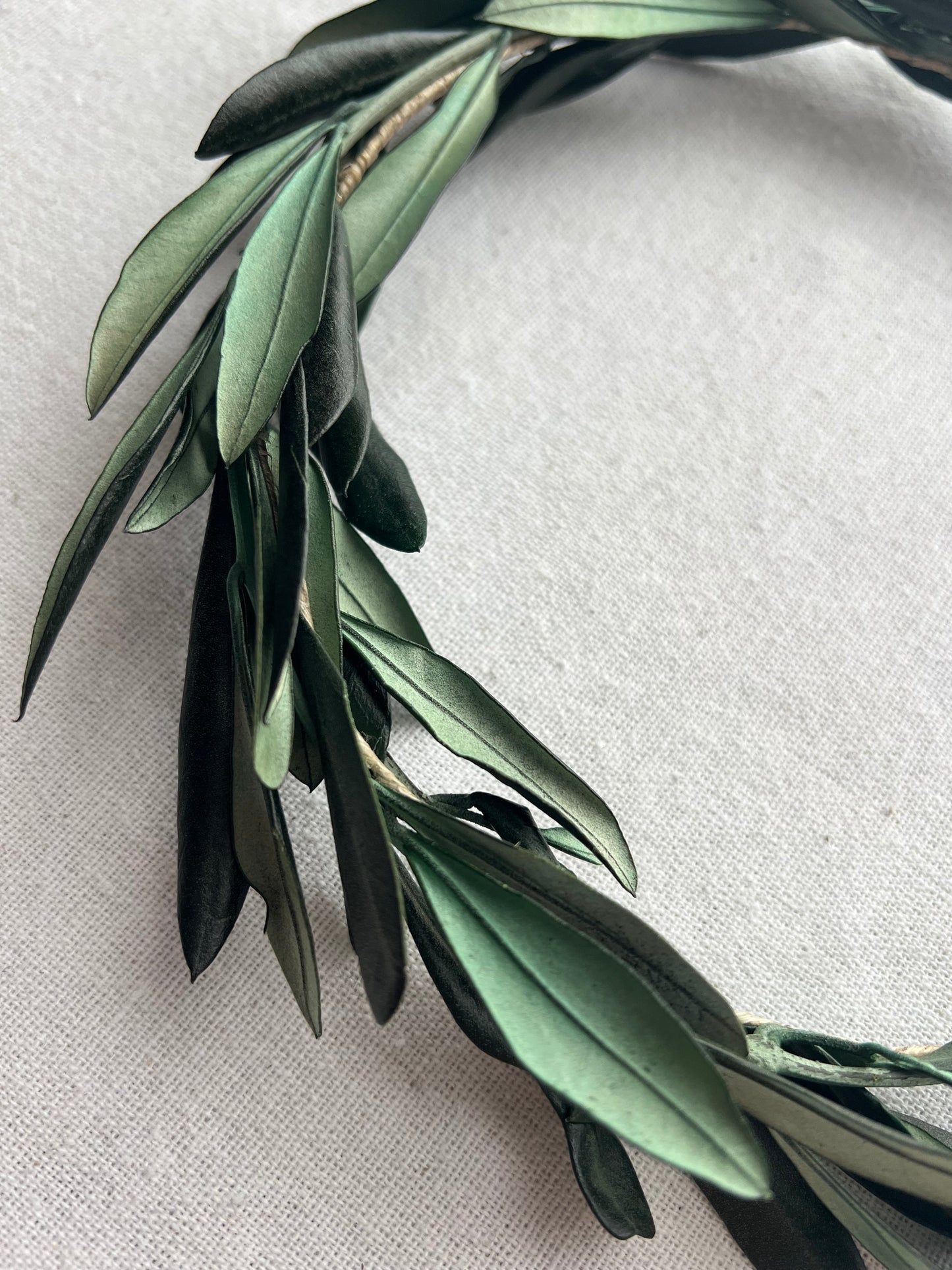 Preserved Real Olive Leaves Hair Wreath, Greenery Halo Crown