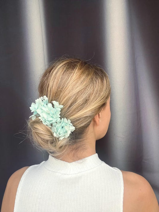 Aqua Blue Hydrangea Hair Pins for Wedding, Bridal Hair Accessories for Beach wedding, Set of 3