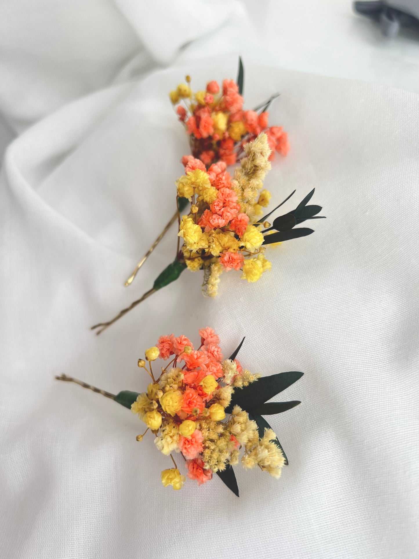 Spring Wedding Gypsophila and Eucalyptus Hair Pin Set