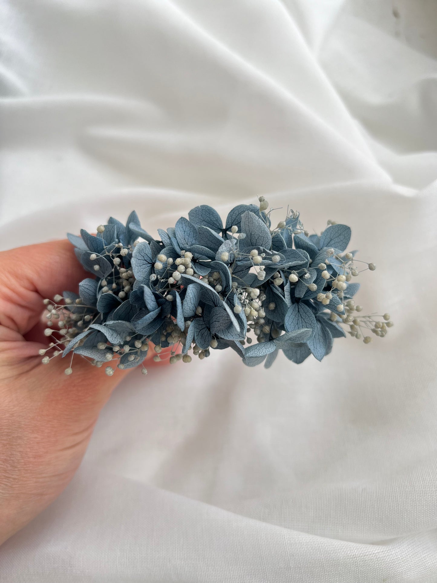 Dusty Blue Wedding Hair Pins with Hydrangeas and Gypsophilas, Set of 3