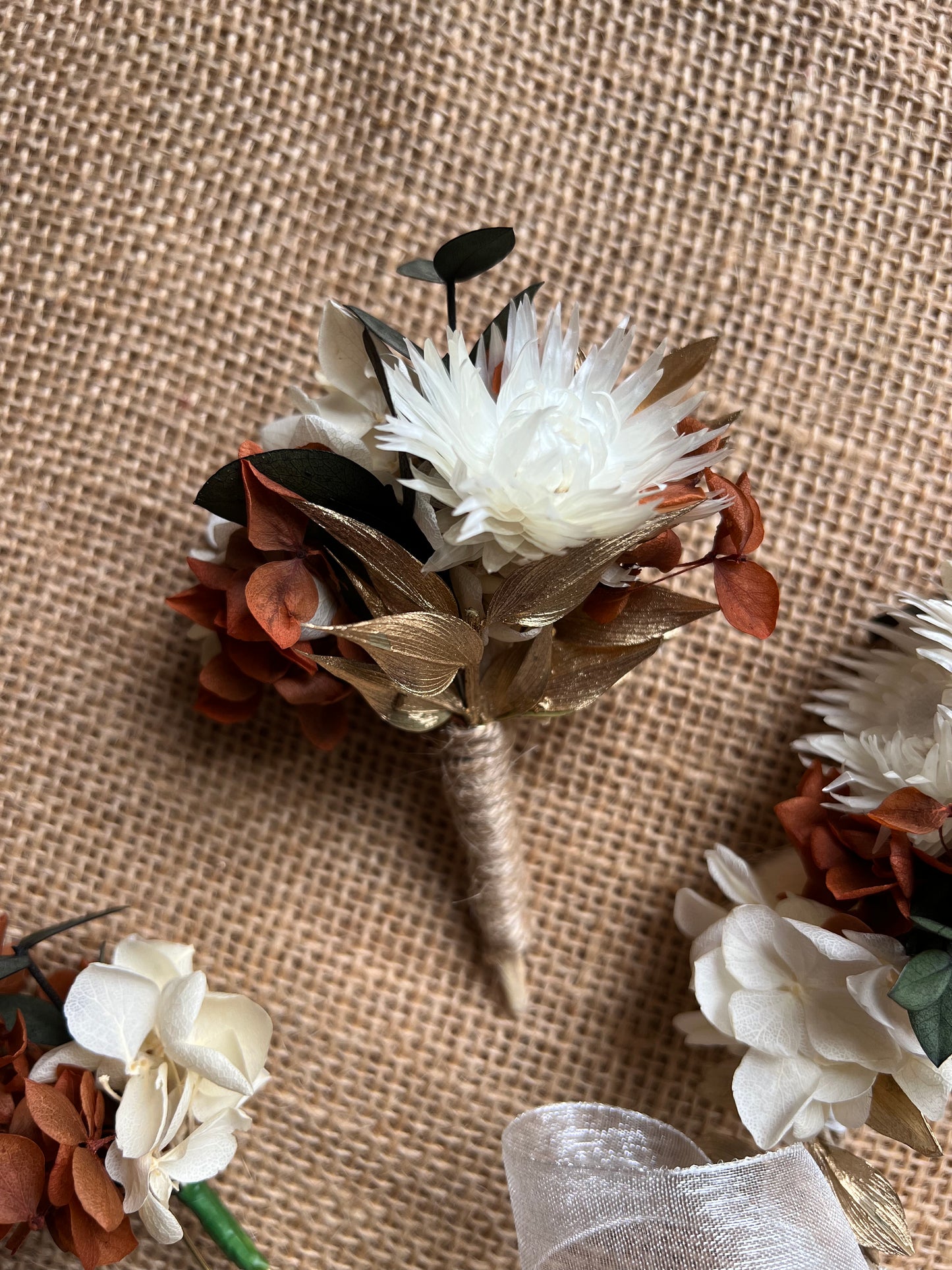 Autumnal Boho Dried Flower Crown Burnt Orange Terracotta Gold Ivory Bridal Floral Headband, Rustic Floral Hair Accessories Set Floral Comb