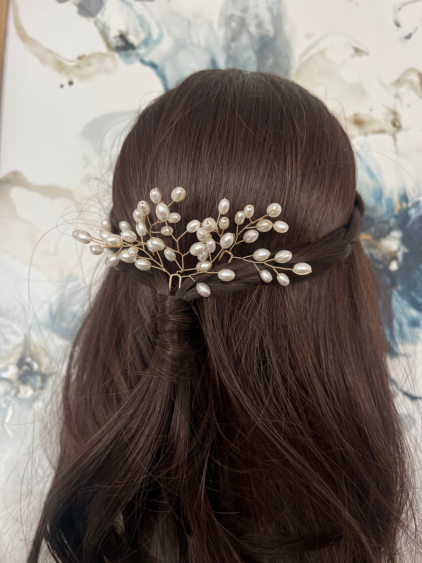 Pearl Minimal Bridal Hair Pins in Gold