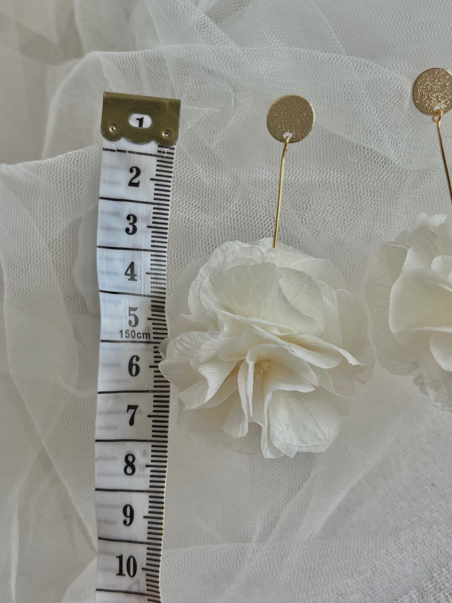 Ivory Floral earrings | Bridal Earrings Hydrangea Earrings | Gold Plated Jewellery
