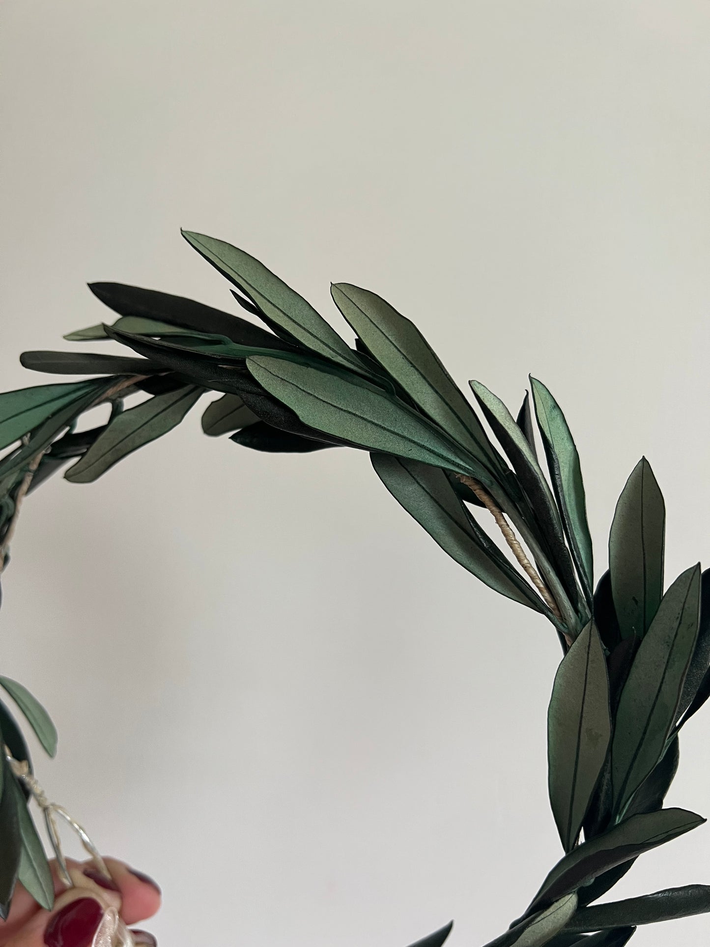 Preserved Real Olive Leaves Hair Wreath, Greenery Halo Crown