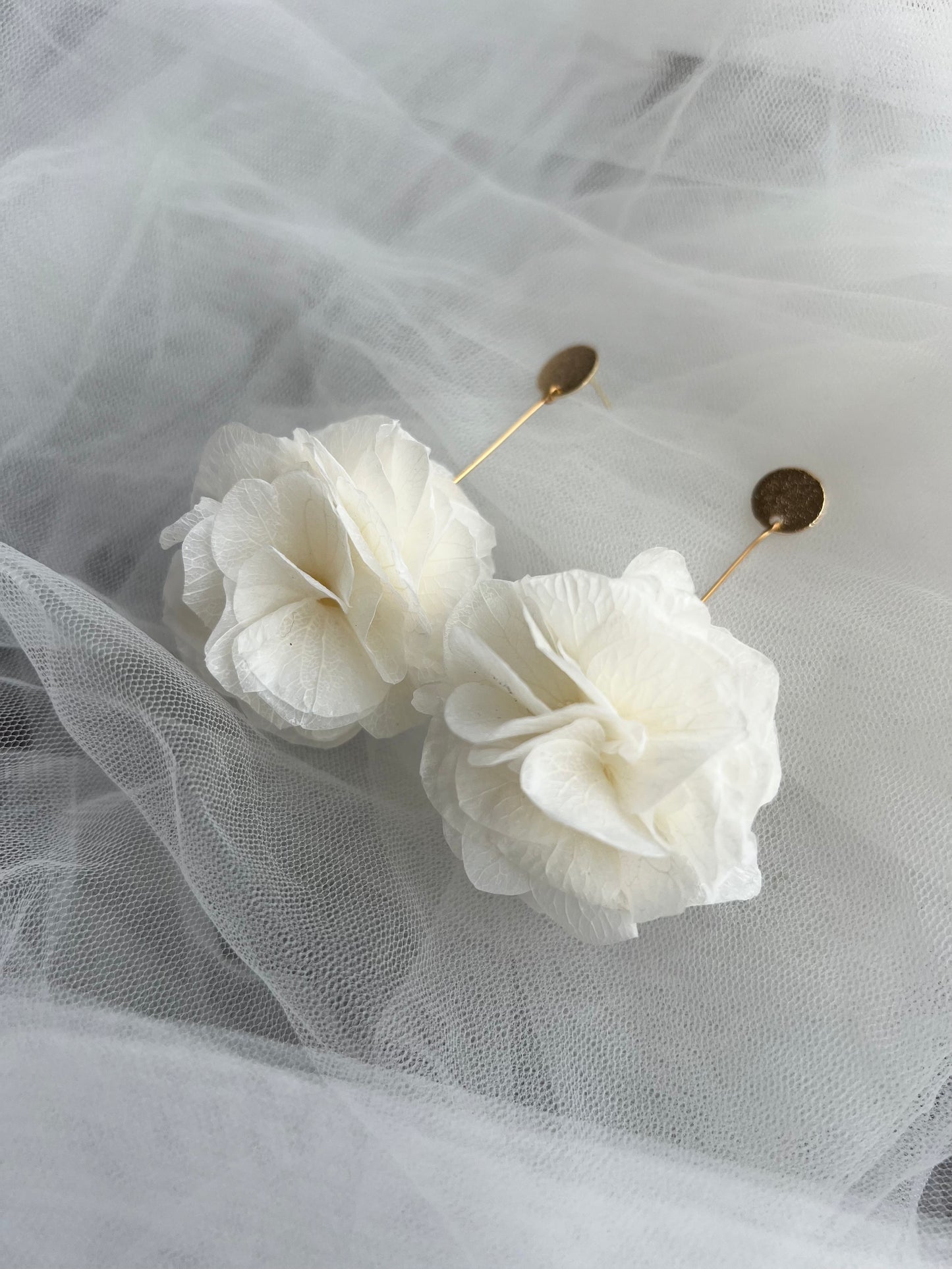 Ivory Floral earrings | Bridal Earrings Hydrangea Earrings | Gold Plated Jewellery