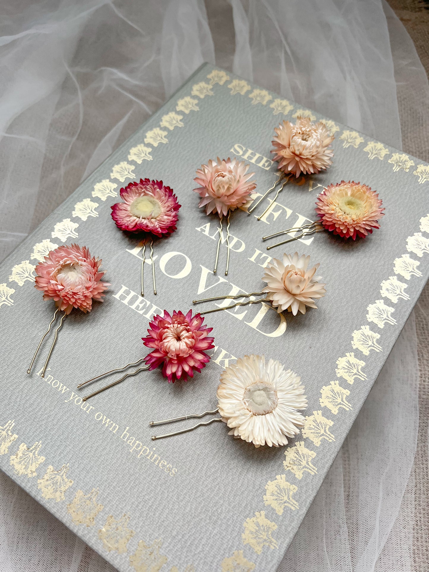 Dried Flower Hair Pins, Bridal Pink Floral Hair Pins, Blush Pink Hair Accessories, Minimal Flower Hair Pin Set, Wedding Hair Pins