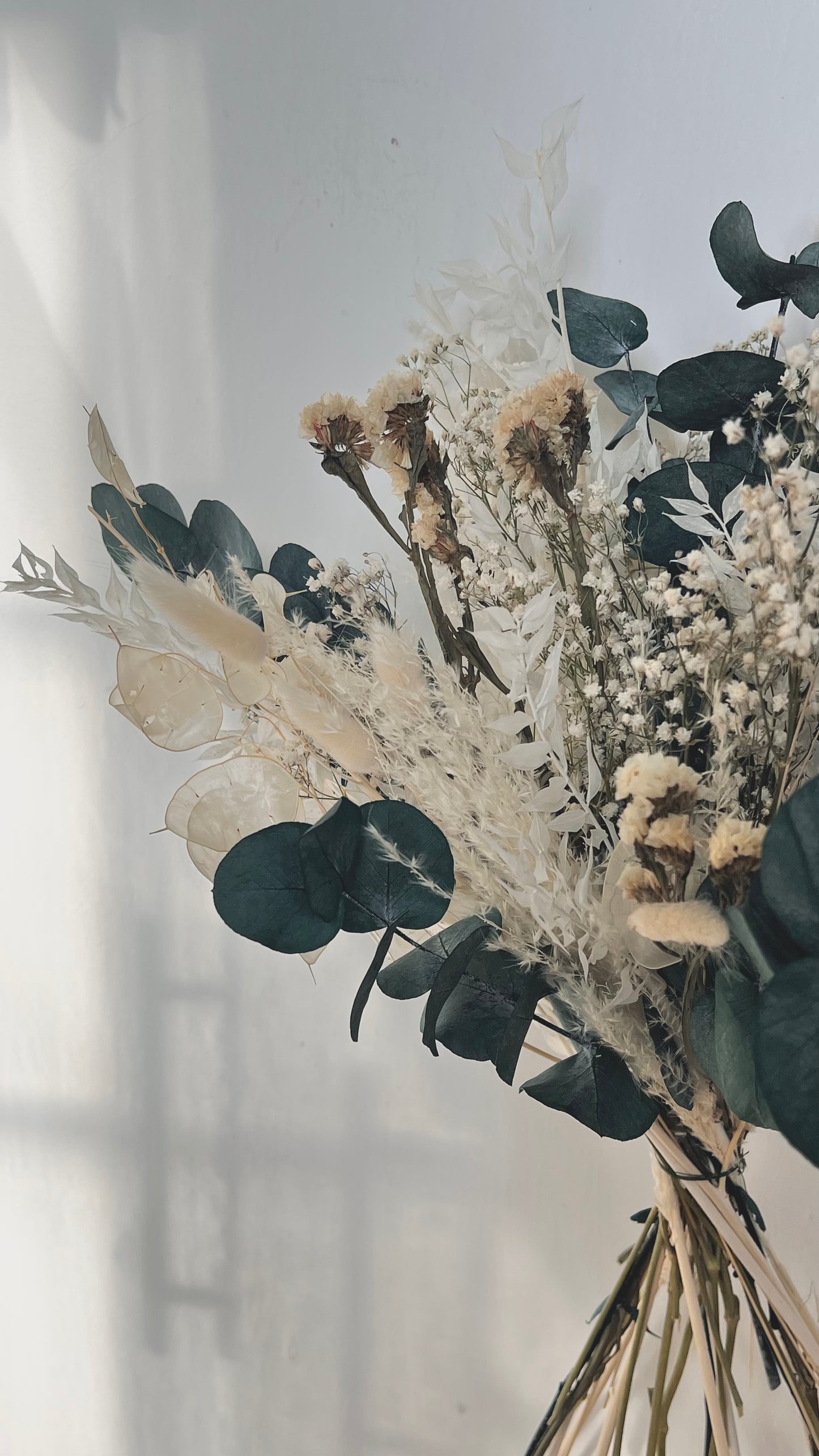 Bohemian Bridal Bouquet Dried Wildflowers, Gypsophilas and Eucalyptus