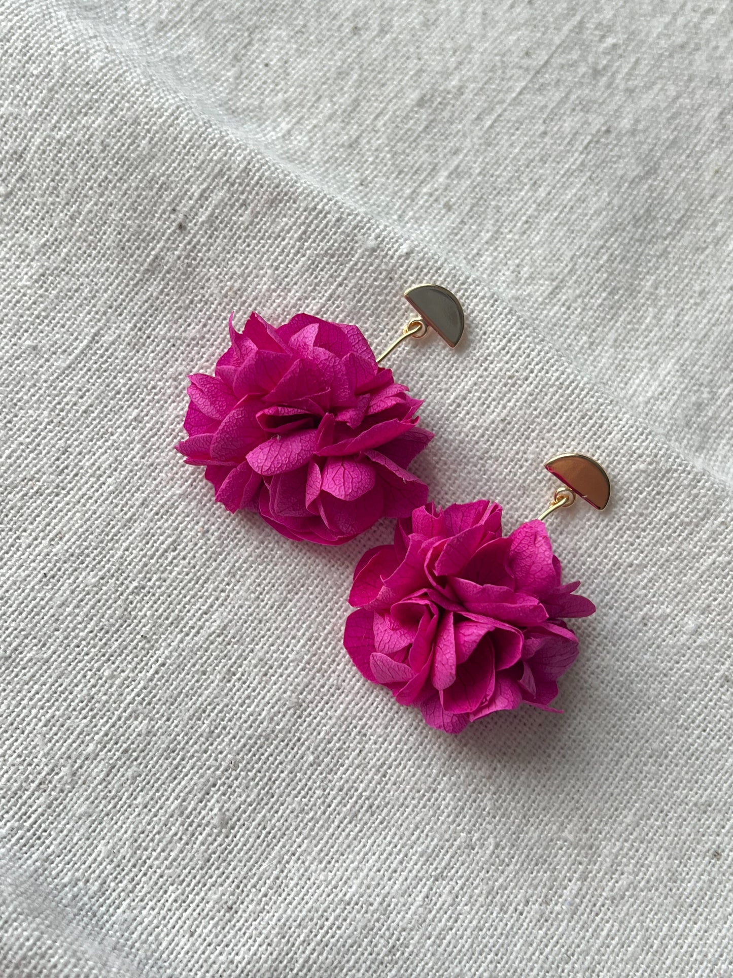 Fuchsia Pink Floral Earrings 14KGold Plated