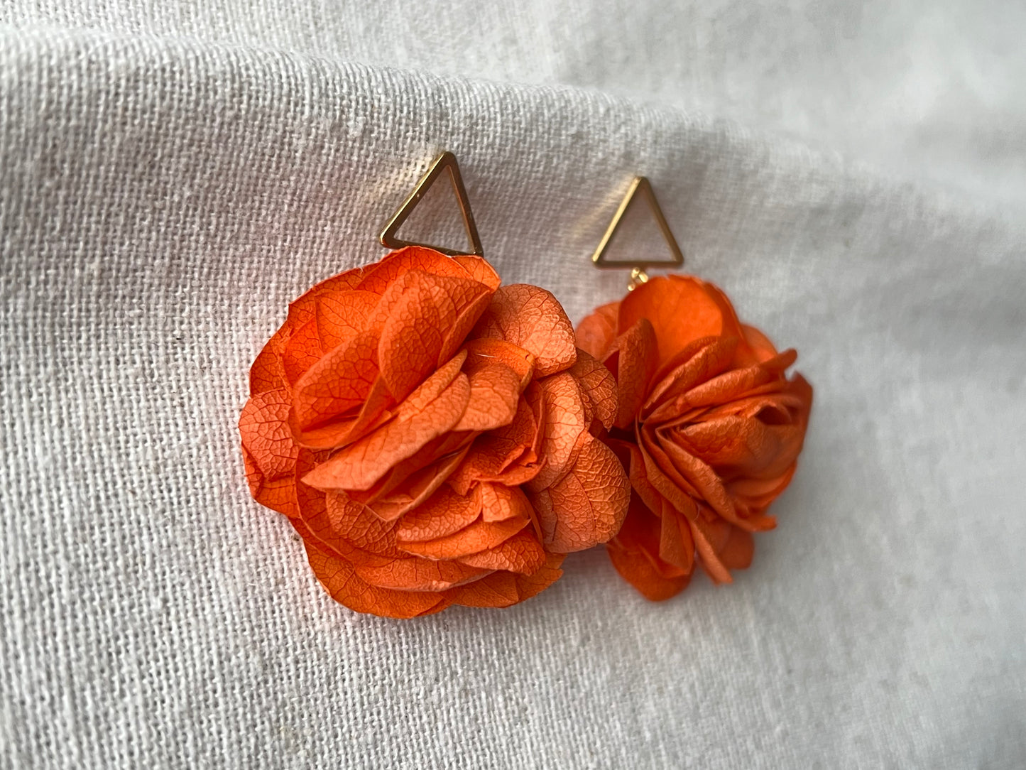 Handmade Orange Hydrangea Earrings with 14K Gold Plated Jewellery