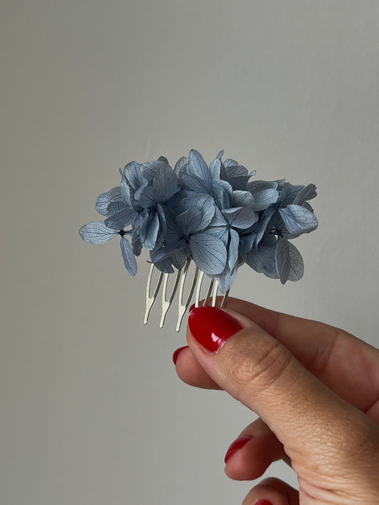 Dusty Blue Floral Mini Comb