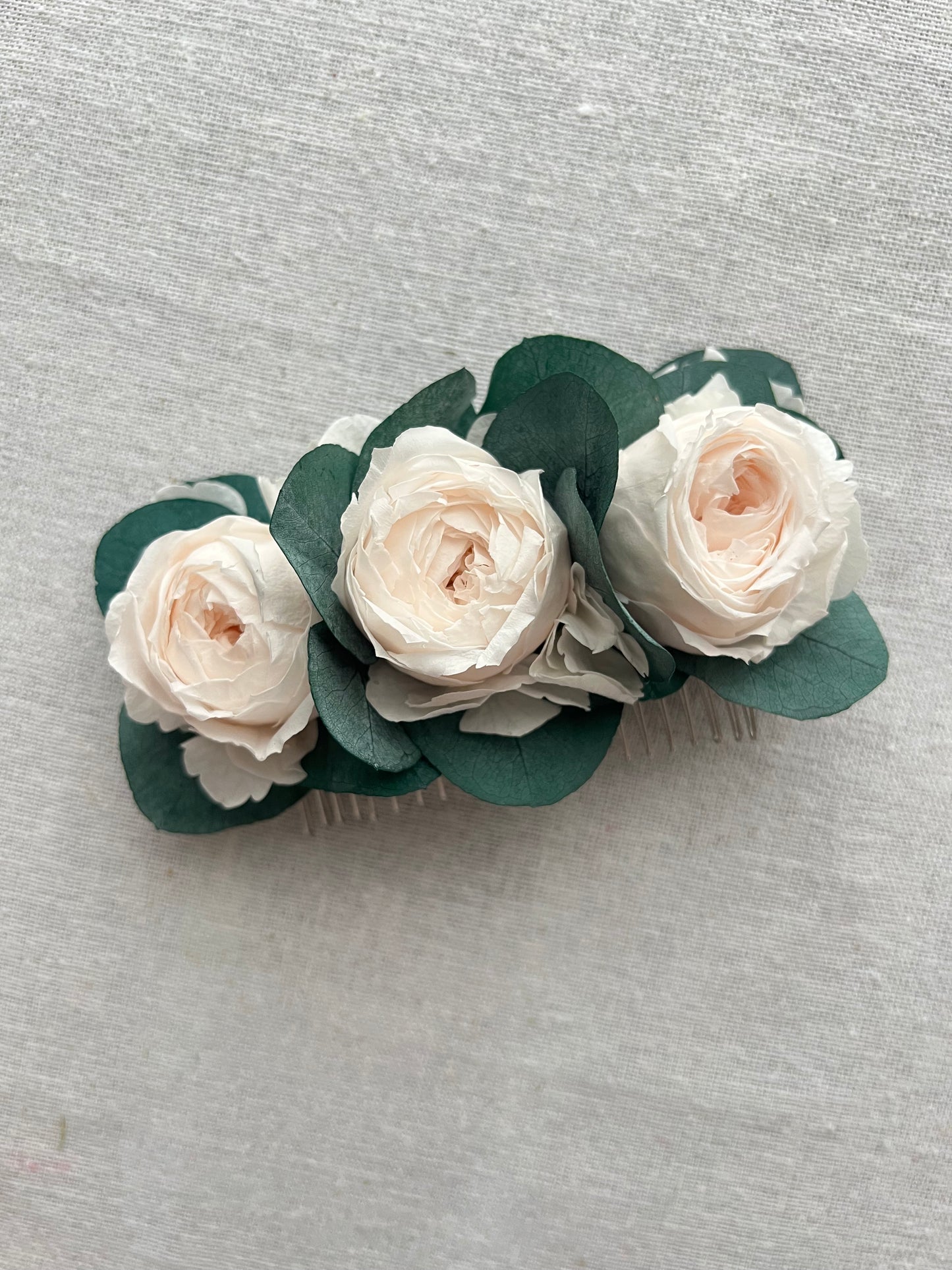 Romantic Peony Roses with Eucalyptus Hair Comb for Wedding - Limited Ed