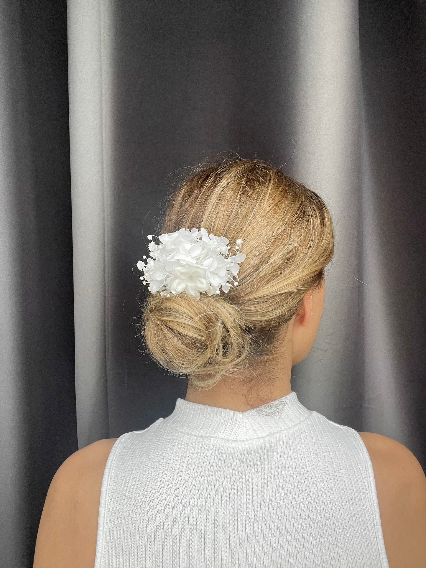 Bridal Headpiece: White Hydrangea and Jasmine Headpiece for Wedding