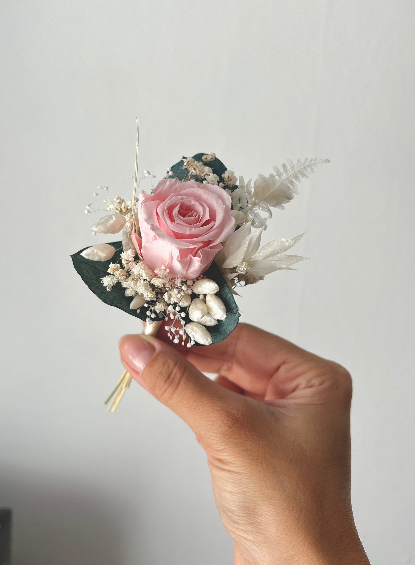 Pink Rose and Eucalyptus Boutonniere, Pink Wedding Corsage Flowers