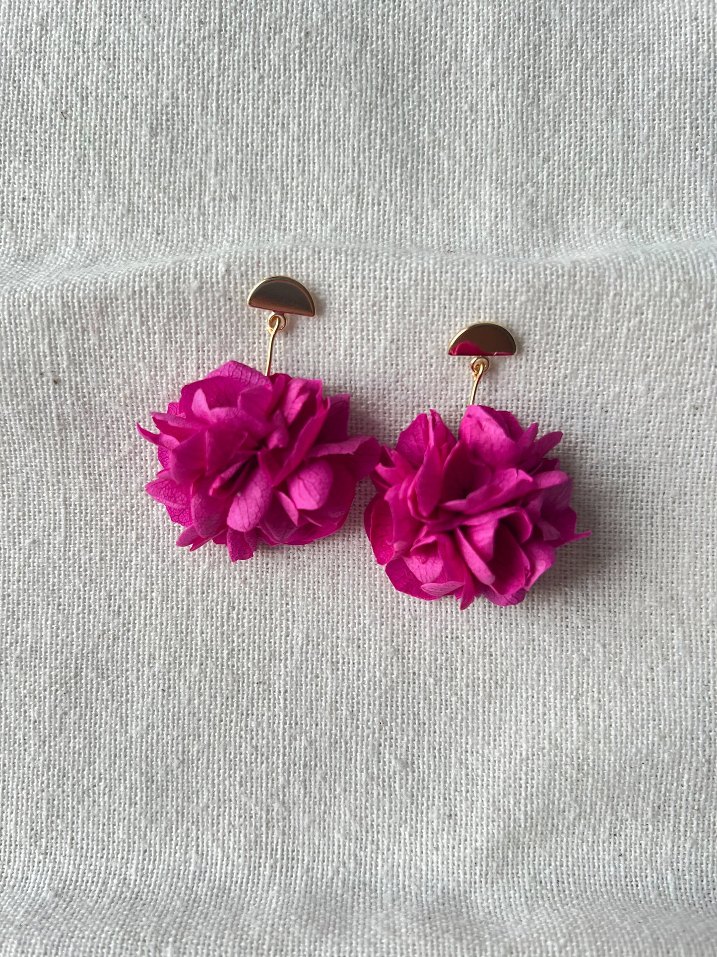 Fuchsia Pink Floral Earrings 14KGold Plated