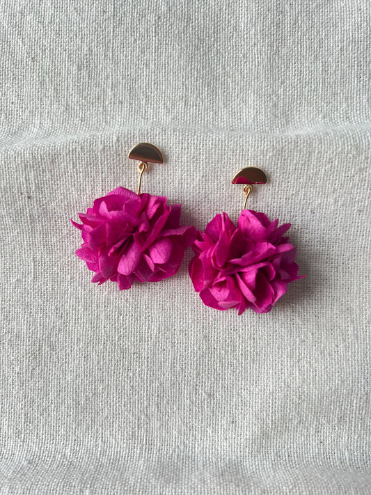 Fuchsia Pink Floral Earrings 14KGold Plated