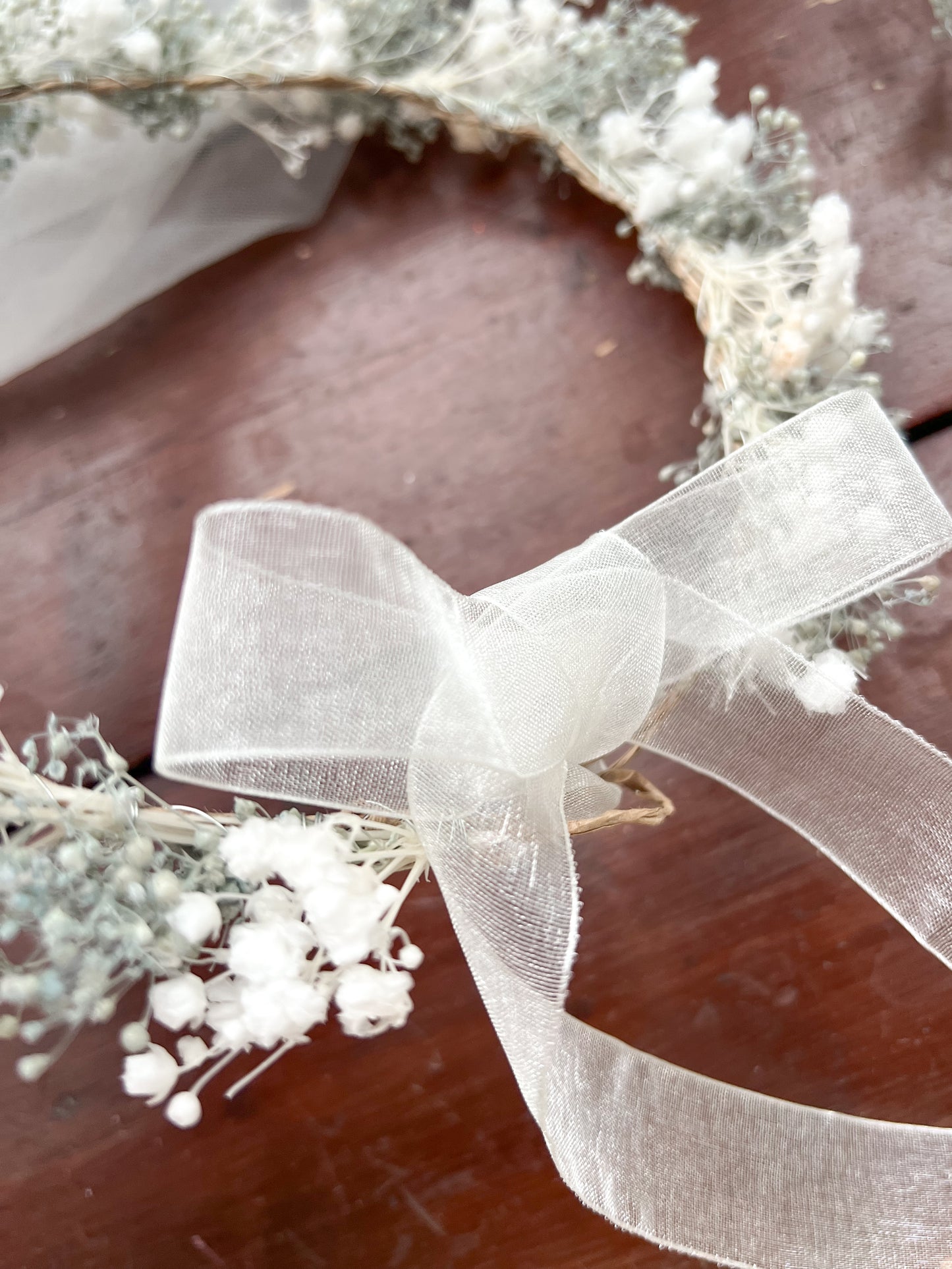 Preserved Gypsophila Headband White and Pale Blue Tiny Flower Crown and Wedding Flowers Set with Boutonniere, Babys Breath Hair Pins