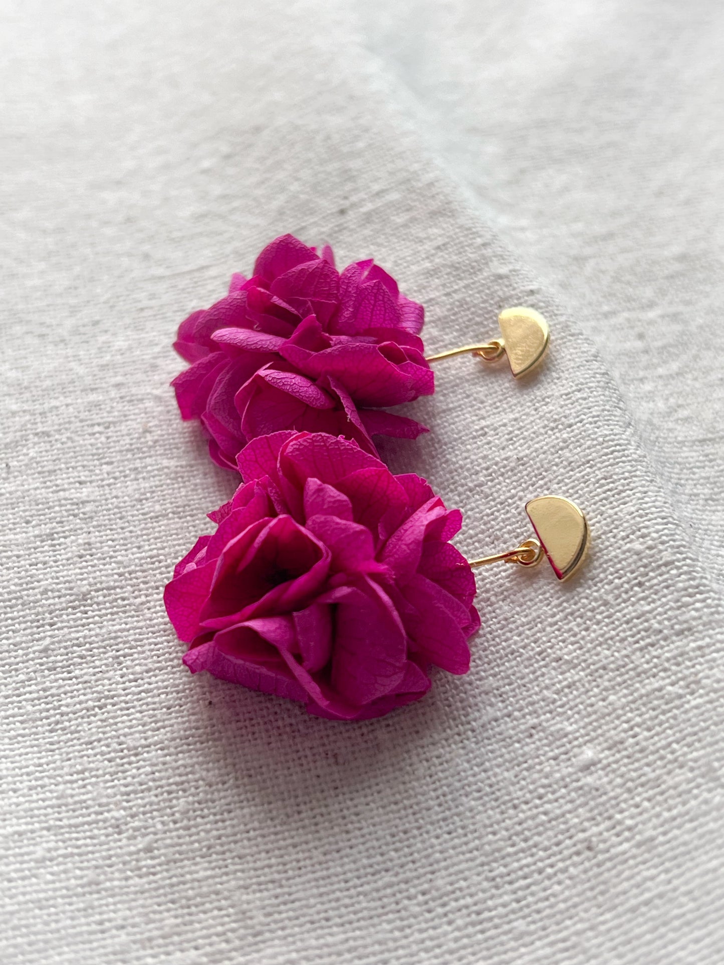 Fuchsia Pink Floral Earrings 14KGold Plated