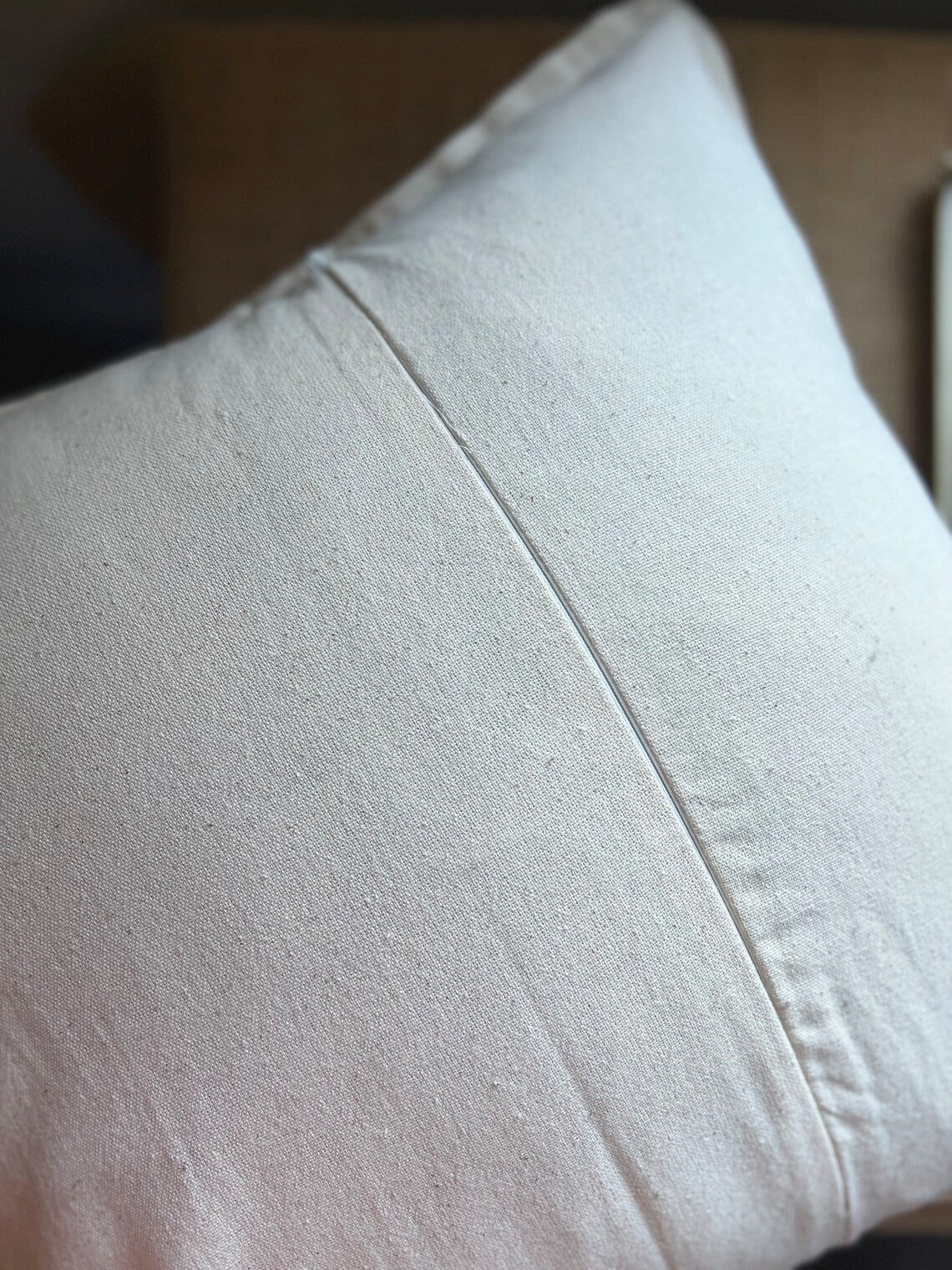 100% Cotton Boho Cushion Cover Linen Look 50x50 cm Plain Cream Beige, Bohemian House Decoration, Pure Cotton Cushions Zipped