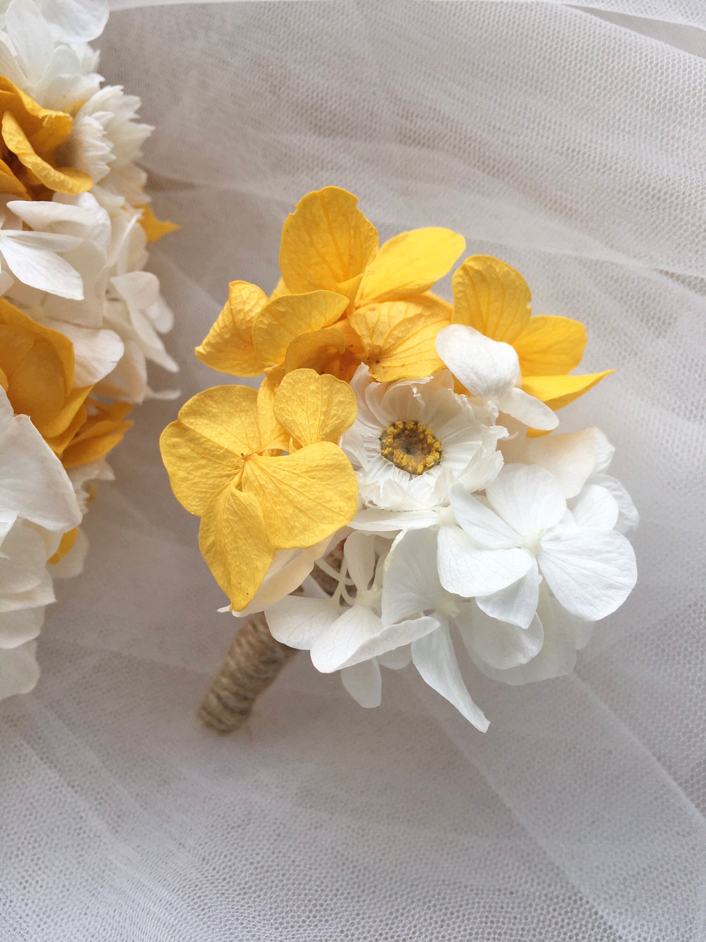 Yellow and White Bridal Flower Headband, Maternity Photo Shoot Flower Tiara, UK, Real Flower Wedding Accessories Set Unique