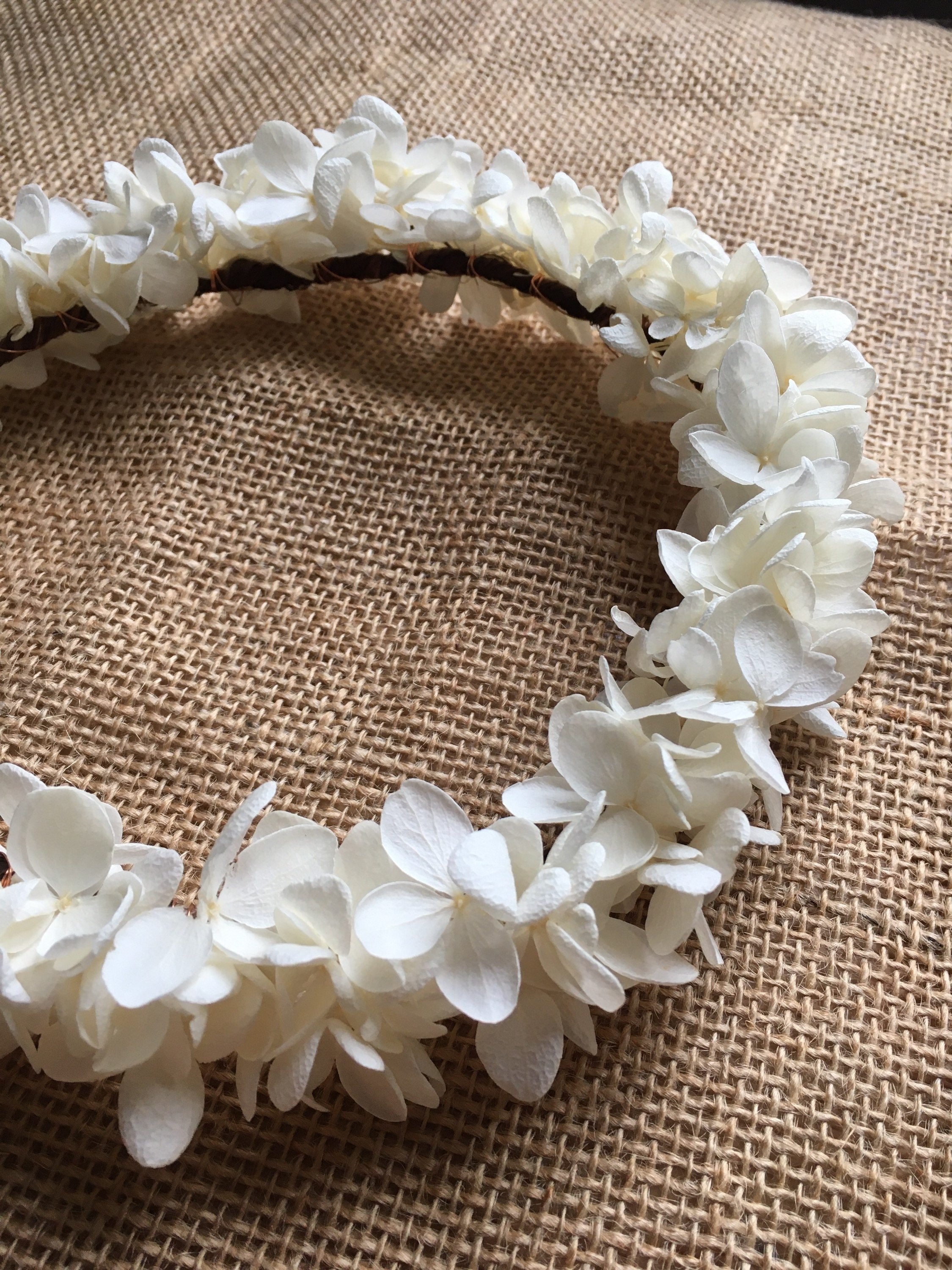 White Flower Crown Adult, Wedding Flower Girl Headband Wreath Dried Flower  Tiara Hair Piece UK, Hydrangea Headband, Ivory Floral Headpiece