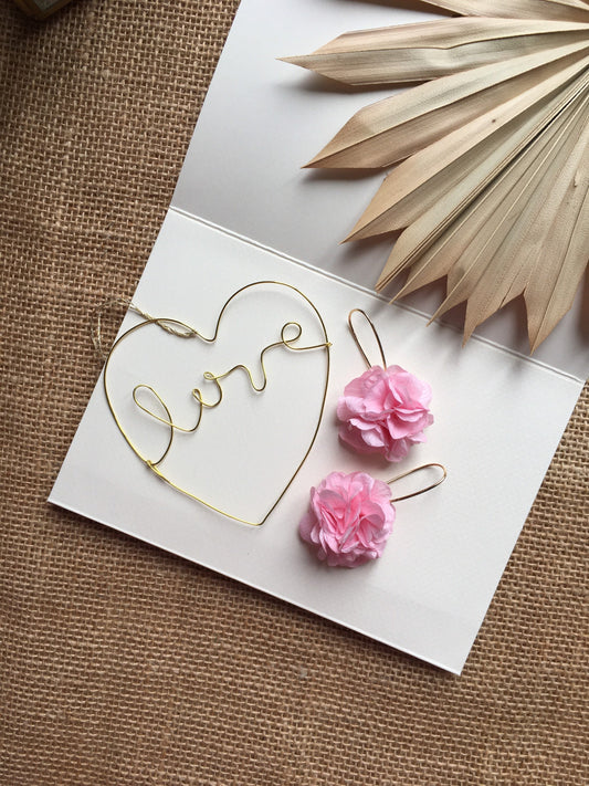 Real Flower Earrings, Pink Floral Earrings, 18ct Gold Filled Fine Minimal Jewellery UK, Bright Colourful Accessories, Birthday Gift For Her
