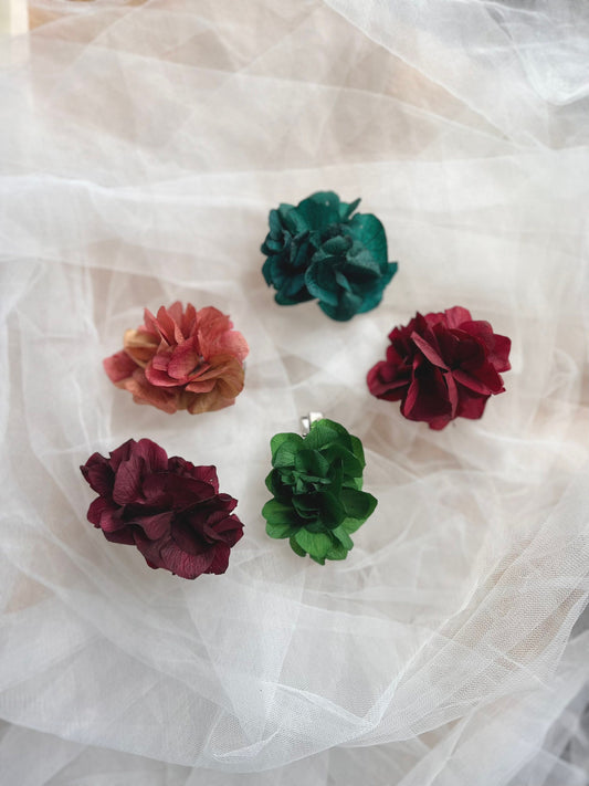 Handmade Bridesmaids Gift Hair Accessories, Dried Flower Hair Clips Red Teal Green Burgundy, Small Floral Hair Piece