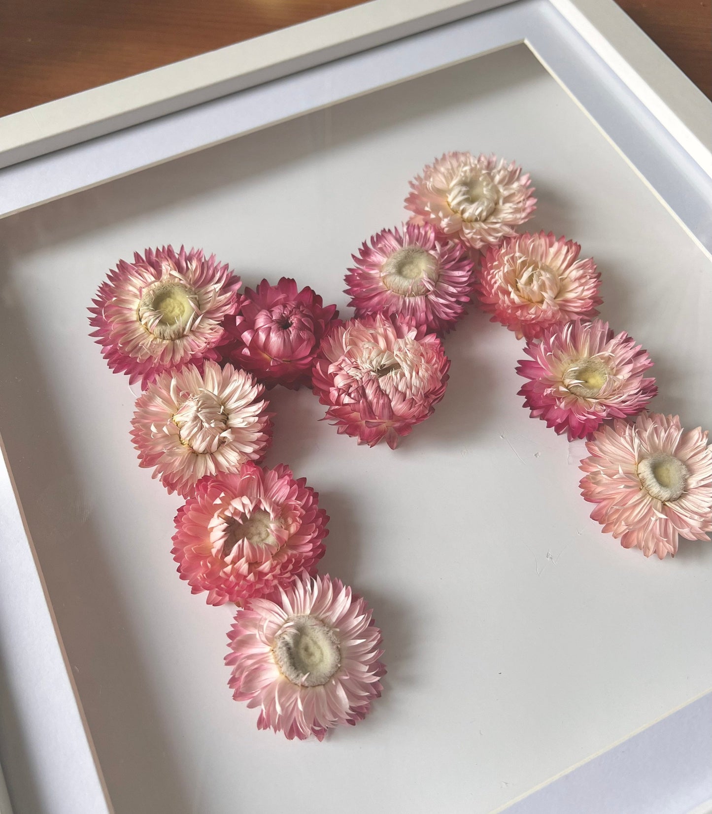 Initial Letter Floral Framed Wall Decor, Dried Flower Framed Box Decoration, Personalised Initial Letter Birthday Baby Shower Gift Pastels