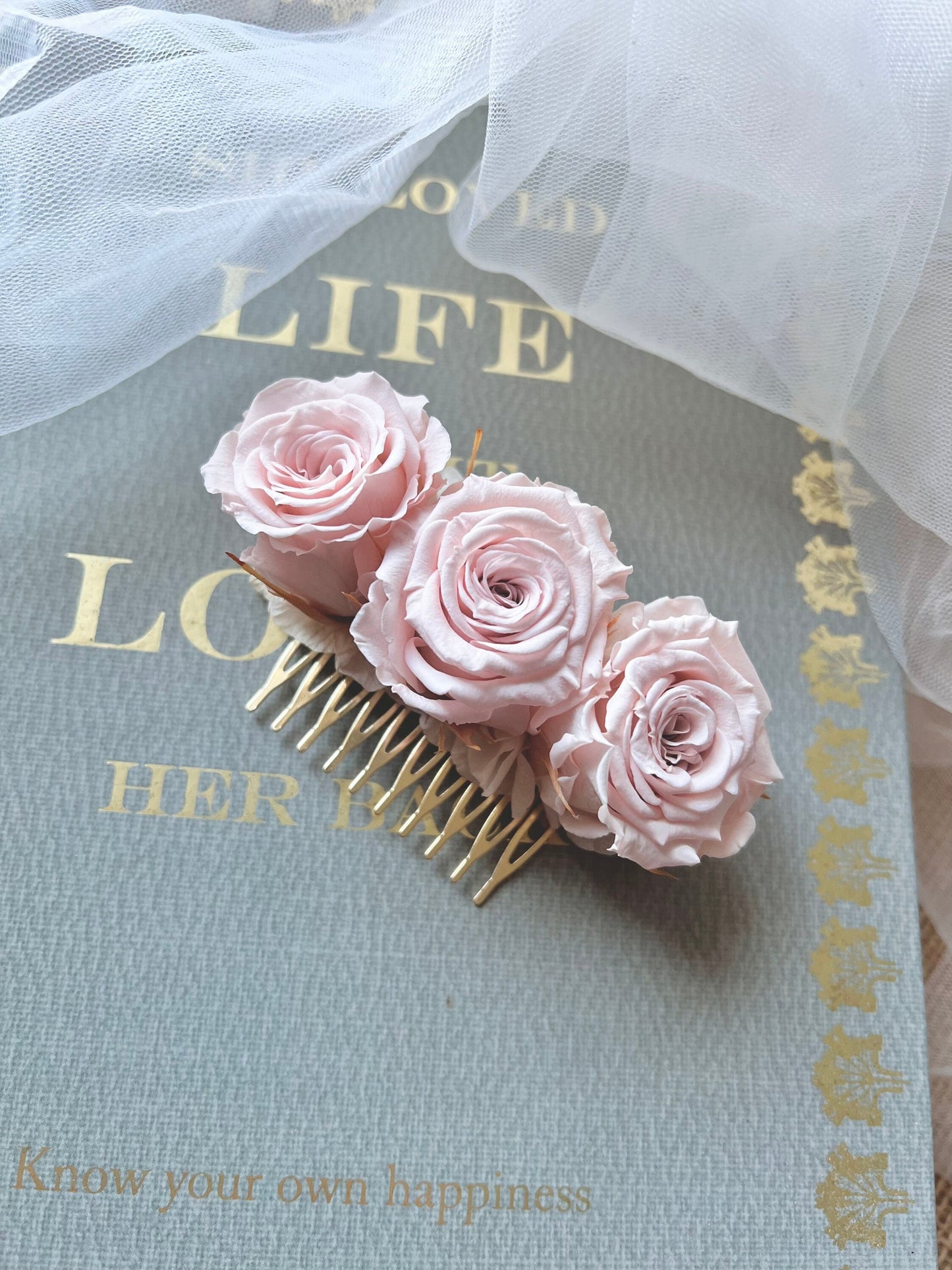 Bridal Blush Pink Rose Hair Comb, Boho Wedding Preserved Rose Hair Slides, Romantic Countryside Wedding Hair Accessories, Peach Coral Bride