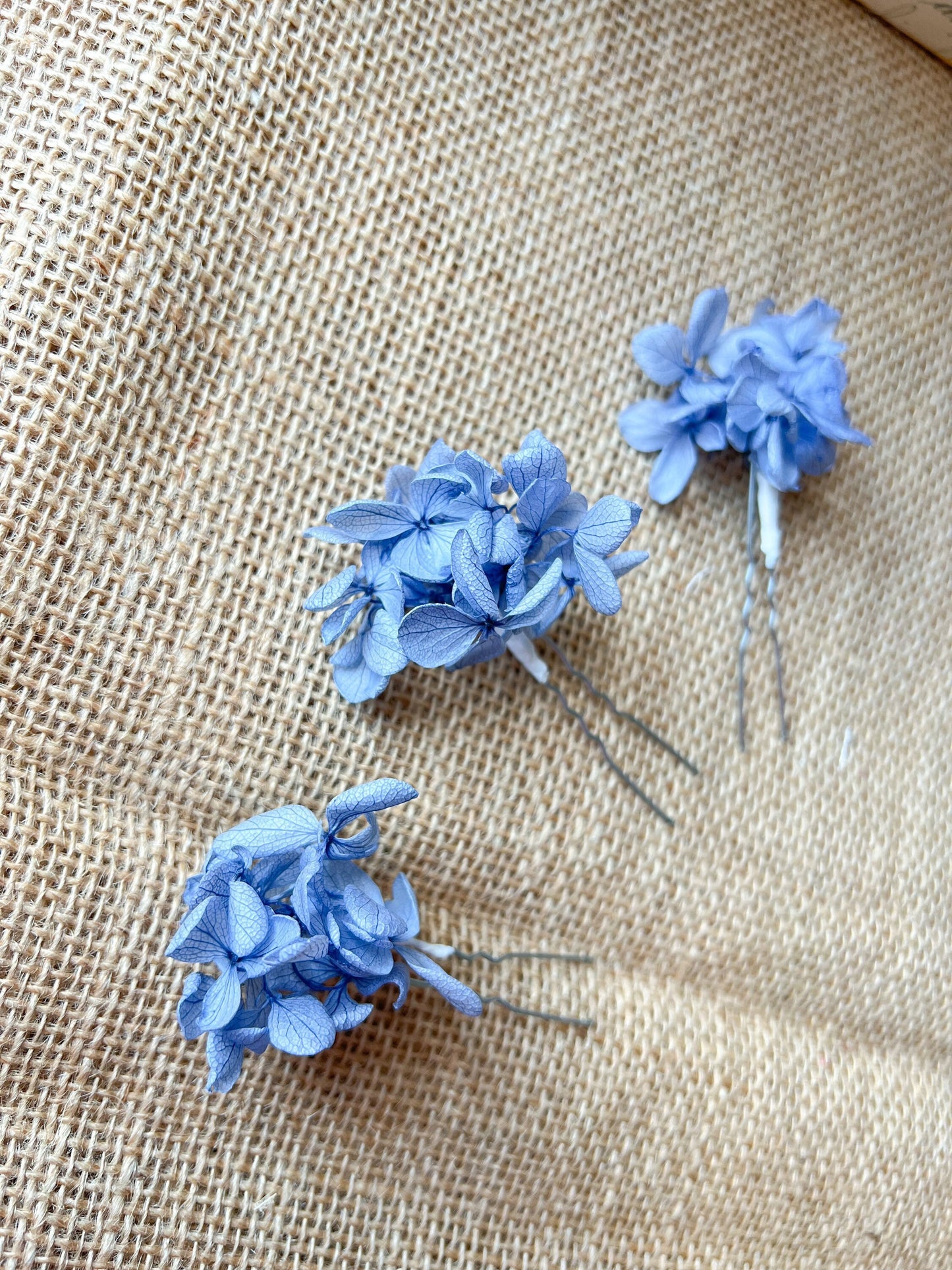 Dusty Blue Dried Flower Mini Hair Pins, Minimalist Wedding Hair Piece, Blue Beach Wedding Minimal Floral Hair Sprig, Hair Pin Set for Brides