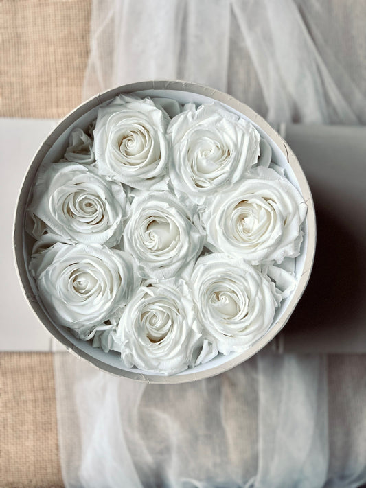Preserved Everlasting Real Rose Flower Gift Box UK White Roses Mothers Day Gift, White Flowers Wedding Gift, Dried Eternal Flowers Birthday