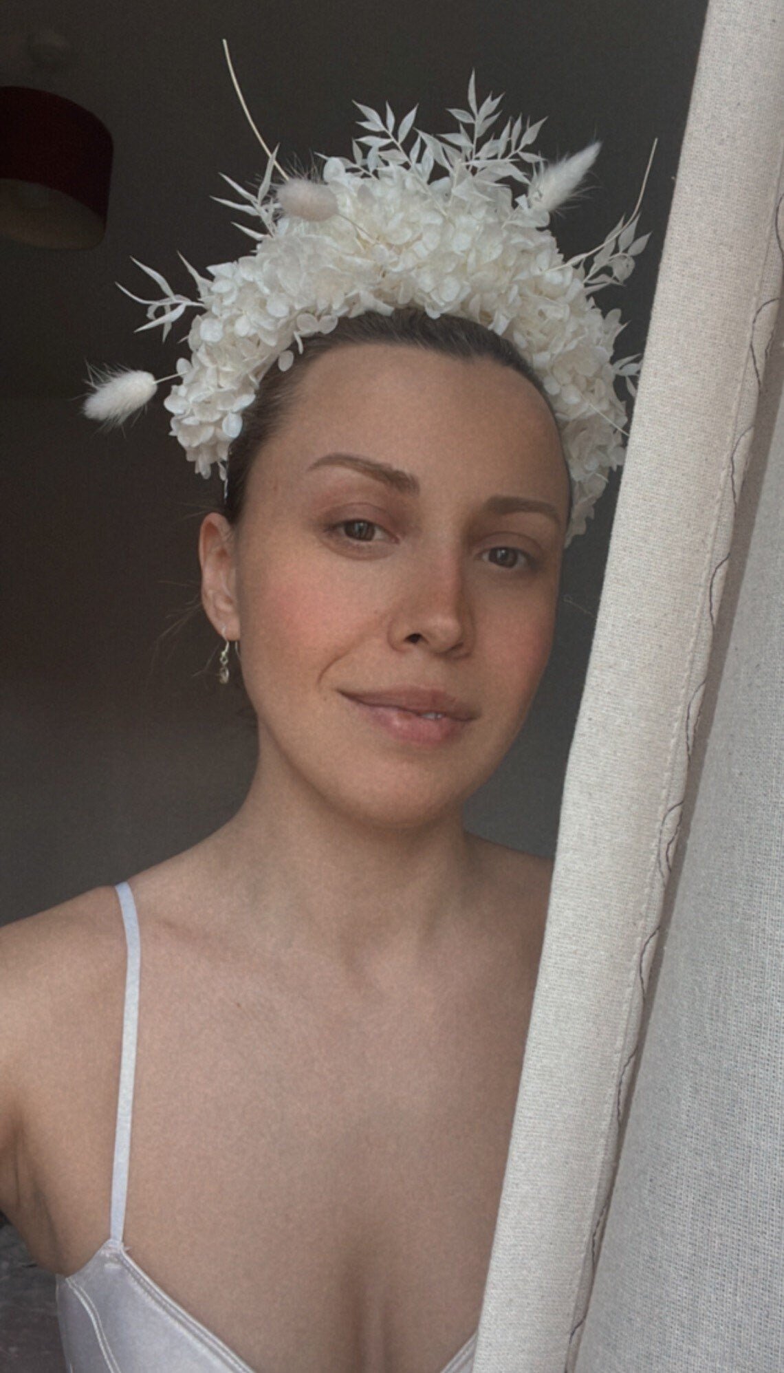 Boho Bridal Statement Headpiece White, Wild Looking Flower Tiara Headband, Large Floral Crown Unique Design