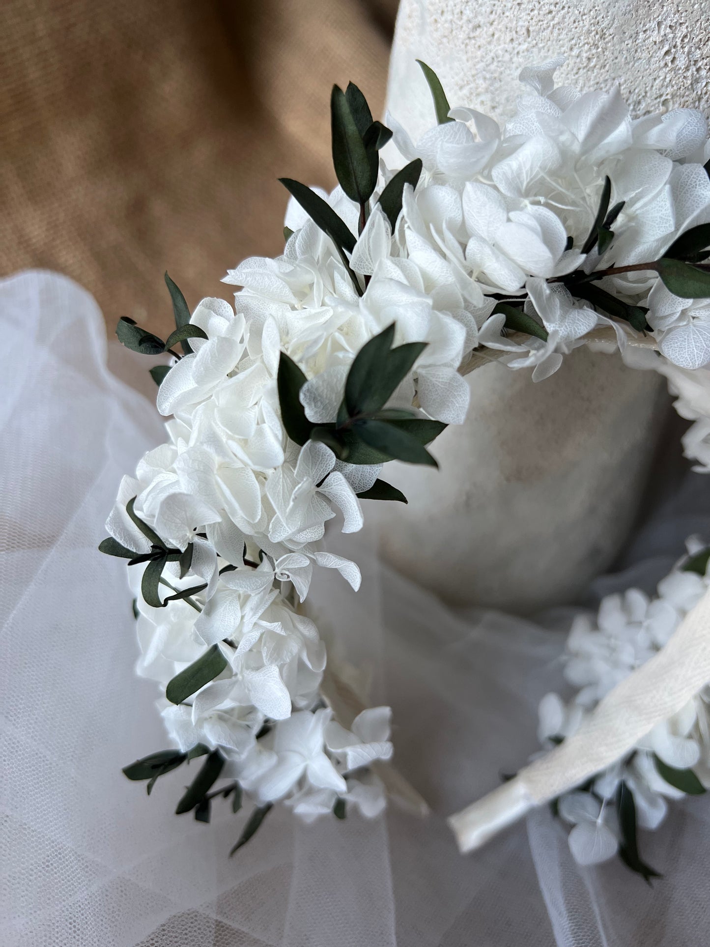 White And Green Modern Bridal Wedding Hair Piece, Minimal Ivory Greenery Flower Crown for Brides Flower Girl Accessories, Floral Headband